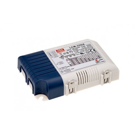 LCM-25DA MEANWELL AC-DC Multi-Stage Output LED driver Active PFC, Output 0.35A/0.6A/0.7A/0.9A/1.05A, DALI an..