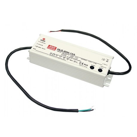 HLG-80H-15A MEANWELL Driver LED, Entrada: 90-305VCA, Salida: 5A. 75W, Rango Tensión 9-15V, Potenciómetros. I..