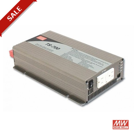 TS-700-124A MEANWELL True Sine Wave DC-AC Power Inverter, battery 24VDC/38A, Output 110VAC, 700W, USA AC Out..