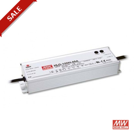 HLG-100H-48D MEANWELL AC-DC Single output LED driver Mix mode (CV+CC) with built-in PFC, Output 48VDC / 2A, ..