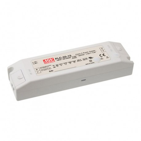 PLC-30-27 MEANWELL AC-DC Single output LED driver Constant Current (CC), Output 27VDC / 1.12A, I/O screw ter..