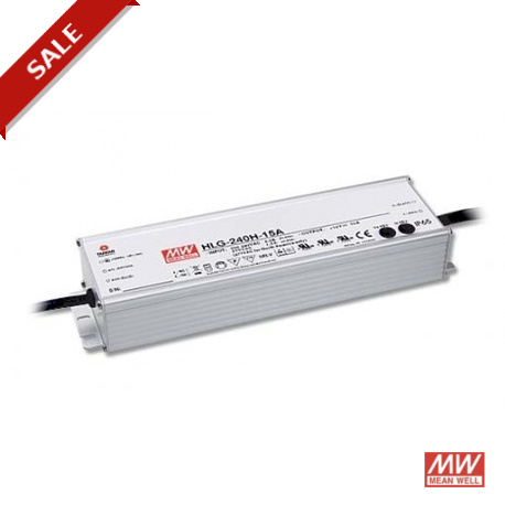 HLG-240H-24C MEANWELL Driver LED, Entrada: 90-305VCA, Salida: 10A. 240W, Rango Tensión 12-24V, IP00, salida ..