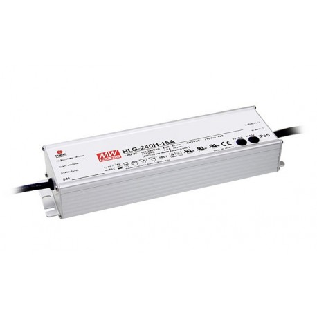 HLG-240H-24A MEANWELL AC-DC Single output LED driver Mix mode (CV+CC) with built-in PFC, Output 24VDC / 10A,..