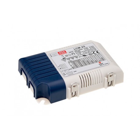 LCM-25 MEANWELL Driver LED AC-DC avec activet PFC, sortie modulaire 0,35 A/0,6 A/0,7 A/0,9 A/1.05 A, réglabl..