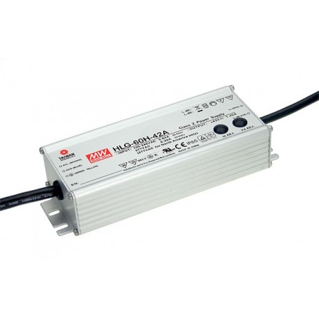 HLG-60H-48A MEANWELL Драйвер LED AC-DC один выход смешанном режиме (CV+CC) с PFC встроенный, Выход 48VDC / 1..