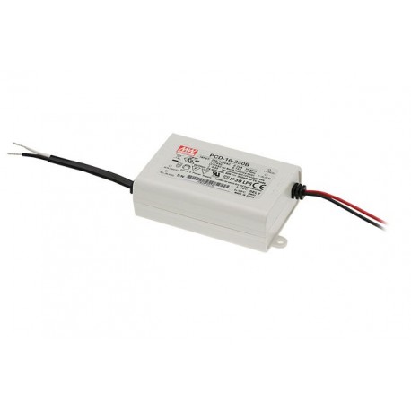 PCD-16-1400B MEANWELL Driver LED, Entrada: 180-295VCA, Salida: 1400mA. 16,8W, Rango Tensión 8-12V regulable ..