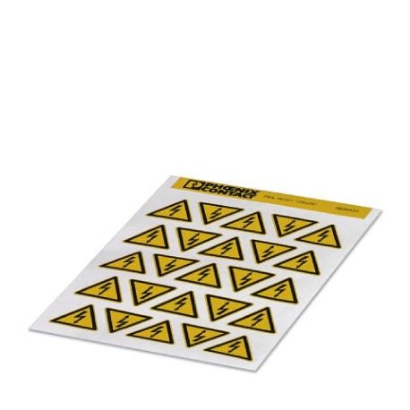 PML-W101 (25X25) 0830433 PHOENIX CONTACT Placa de aviso, hoja, amarillo/negro, rotulado: Rayo con flecha, cl..