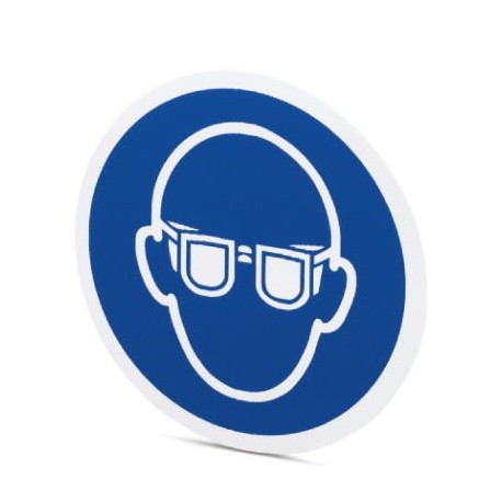 PML-M102 (D200) 1014142 PHOENIX CONTACT placa obrigação, Elbow, azul, rotulada: Usar óculos de protecção, ti..