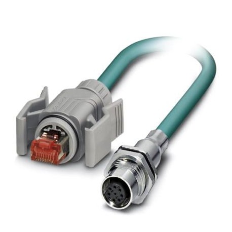 VS-M12FSBP-IP67-94B-LI/5,0 1412231 PHOENIX CONTACT Assembled Ethernet cable, shielded, 4-pair, AWG 26 strand..