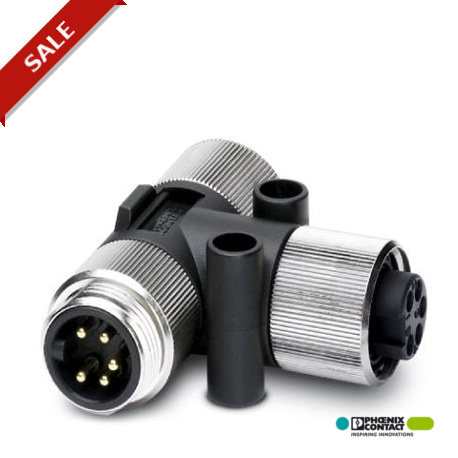 SAC-5P-MINT/2XMIN VP 1543977 PHOENIX CONTACT Distribuidor T, 5-polos, Conector macho recto 7/8"-16UNF, a Hem..