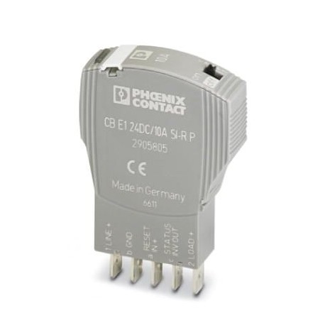 CB E1 24DC/10A SI-R P 2905805 PHOENIX CONTACT Disjoncteur électronique, 1 pôle, limitation de courant active..