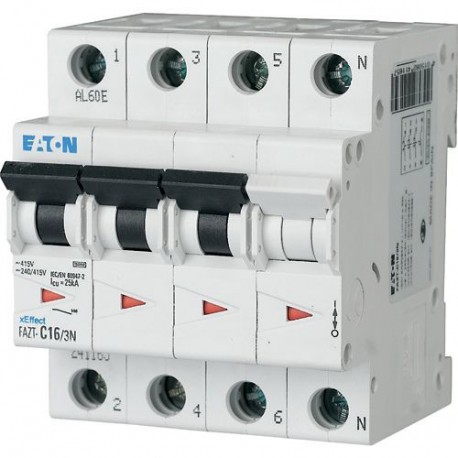 FAZT-B1/3N 241060 EATON ELECTRIC Miniature circuit breaker (MCB), 1A, 3Np, B-Char, AC