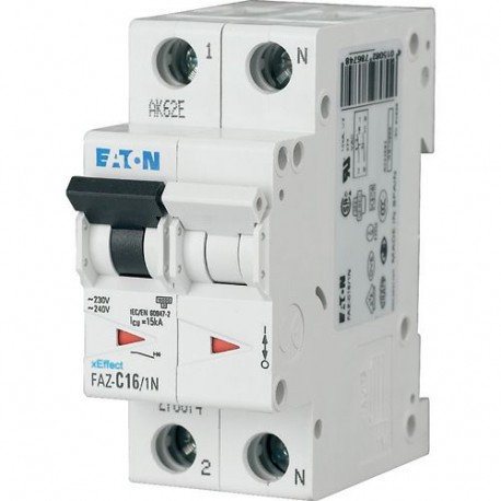 FAZ6-B10/1N 239045 EATON ELECTRIC FAZ6-B10 / 1N Com o interruptor de alimentação, 10A, 1pole + N, tipo carac..