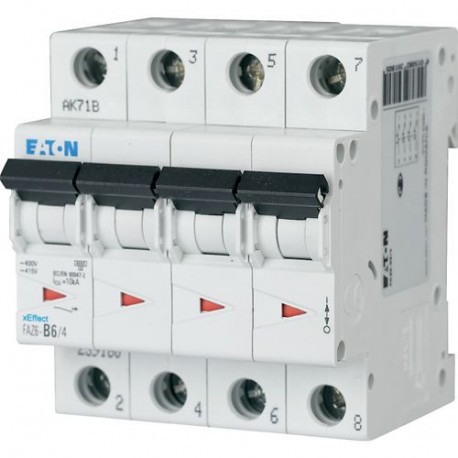FAZ6-B10/4 239181 EATON ELECTRIC FAZ6-B10 / 4 Com o interruptor de alimentação, 10A, 4p, tipo característico..