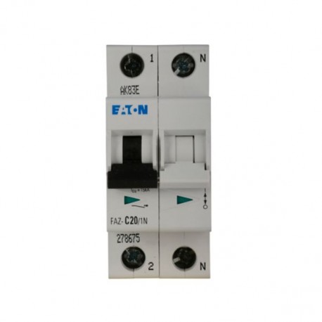 FAZ-B3/1N 278638 EATON ELECTRIC Miniature circuit breaker (MCB), 3A, 1pole+N, type B characteristic