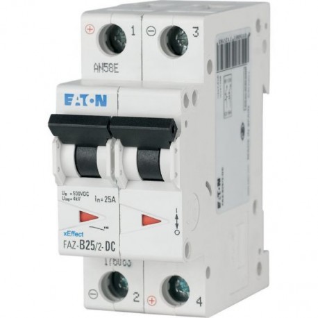 FAZ-B10/2-DC 176079 EATON ELECTRIC Com o interruptor de alimentação, 10A, 2 p, tipo característico B, DC