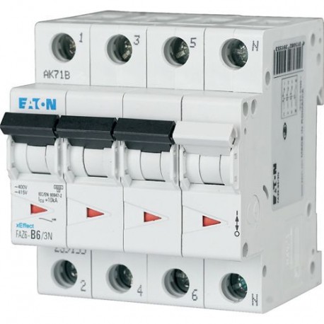 FAZ6-B63/3N 239164 EATON ELECTRIC Leitungsschutzschalter, 63A, 3p+N, B-Char, 6kA