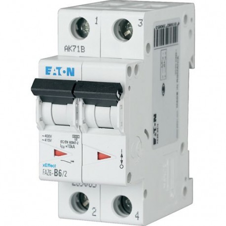 FAZ6-D10/2 168071 EATON ELECTRIC FAZ6-D10 / 2 com o interruptor de alimentação, 10A, 2 p, tipo D, 6 kA