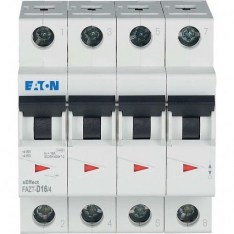 FAZT-D16/4 240993 EATON ELECTRIC Автоматический выключатель 16А, кривая отключения D, 4 полюса, откл. способ..