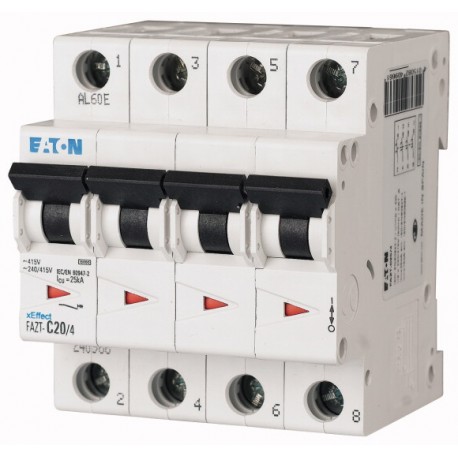FAZT-B25/4 240939 EATON ELECTRIC Fazt-B25 / 4 Com o interruptor de alimentação, 25A, 4p, B-Char, AC
