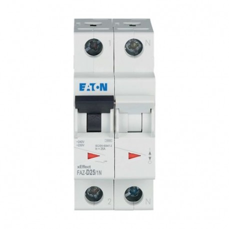 FAZ-D25/1N 278699 EATON ELECTRIC Автоматический выключатель 25А, кривая отключения D, 1+N полюса, откл. спос..