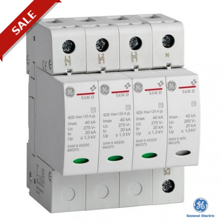 SAP4 II 40/400 TNSC 660188 GENERAL ELECTRIC SurgeGuard Descarregador de sobretensões Plug-in. Classe II Ima..