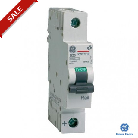 EP101RucC0,5 681493 GENERAL ELECTRIC Interruptor magnetotermico EP100 1P 0,5A curv.C-10kA RAIL UC