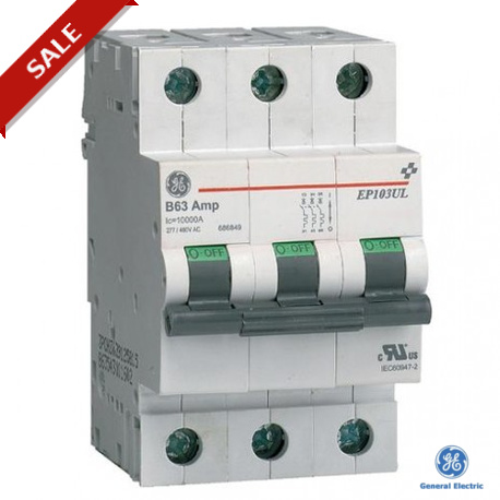 EP63ULD4 686774 GENERAL ELECTRIC Interruptor magnetotermico EP60 3P curv.D- 4A 6kA UL