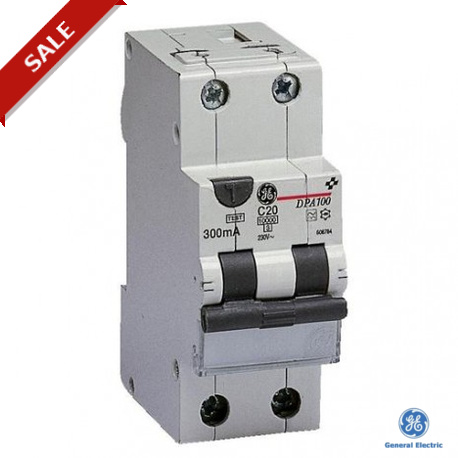 DPA100C20/010 608760 GENERAL ELECTRIC DELTA M Plus Residual current circuit breakers Series A 1P+N 20A C 10mA