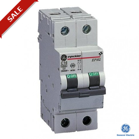 EP102D0,5 566806 GENERAL ELECTRIC Interruptor magnetotermico EP100 2P 0,5A curv.D 10KA