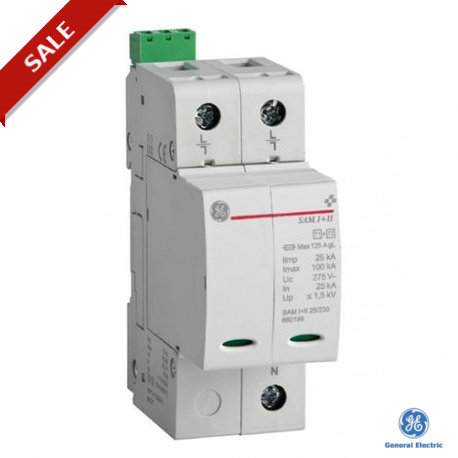 SAP1 I+II 25/230 660125 GENERAL ELECTRIC SurgeGuard Scaricatori Plug-in. Classe I+II Iimp 25kA 275V 1P 2m