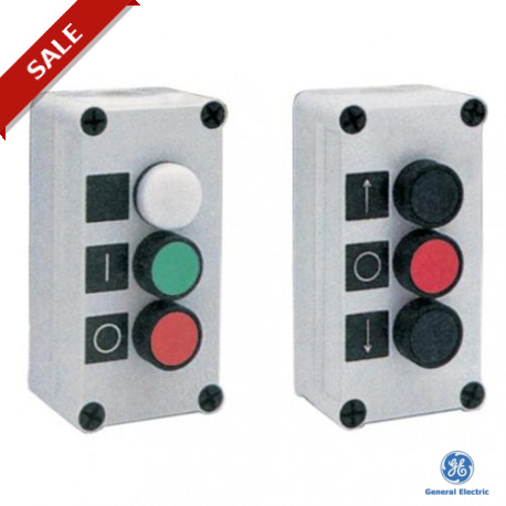 P9EPA03Y05 189022 GENERAL ELECTRIC Push-button stations, Equiped versions in thermoplastic three units, Flus..