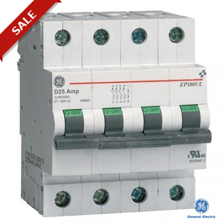 EP64ULC0,5 686713 GENERAL ELECTRIC Interruptor magnetotermico EP60 4P curv.C- 0.5A 6kA UL