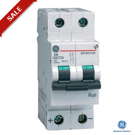 EP102RucB10 681485 GENERAL ELECTRIC Interruptor magnetotermico EP100 2P 10A curv.B-10kA RAIL UC