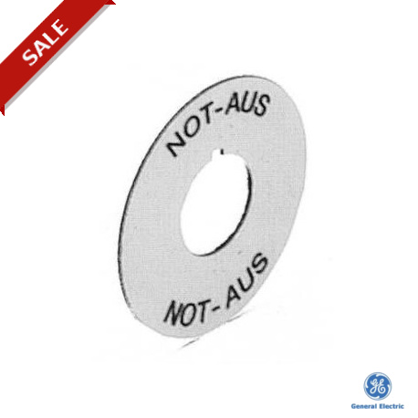 080XTGR02 179526 GENERAL ELECTRIC Round plates for emergency, With text, EMERGENCY STOP, Ø 59mm