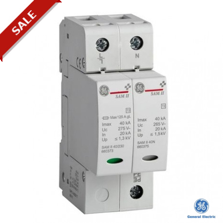 SAP2 II 20/230 TT 660173 GENERAL ELECTRIC SurgeGuard Descarregador de sobretensões Plug-in. Classe II Imax ..