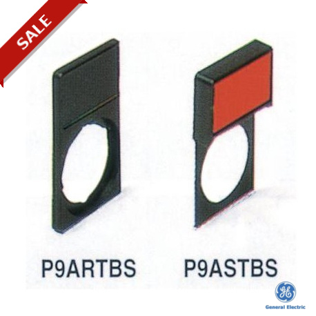 P9ASTBS 188010 GENERAL ELECTRIC inserto in, standard 30 x 50 mm, sfondo nero / rosso, testo bianco, in plast..