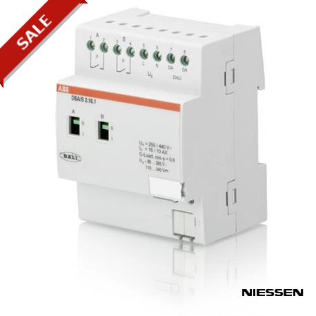 DSA/S2.16.1 NIESSEN Actuador Interruptor DALI, 2 canales, 16 AX, Cargas-C, MDRC