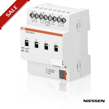 SA/S4.16.5.1 SA/S 4.16.5.1 NIESSEN Actuador Interruptor, 4 canales, 16/20 AX, Cargas-C, MDRC