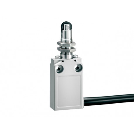 KPB5L11 LOVATO PREWIRED METAL LIMIT SWITCH, K SERIES, TOP ROLLER PUSH PLUNGER. M12 HEAD, CONTACTS 1NO+1NC SL..