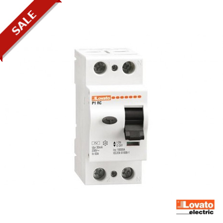 P1 RC 2P 63 AC300 P1RC2P63AC300 LOVATO Corrente residua COMANDO INTERRUTTORE, 2, 4 MODULI, 2P TIPO AC, 63A