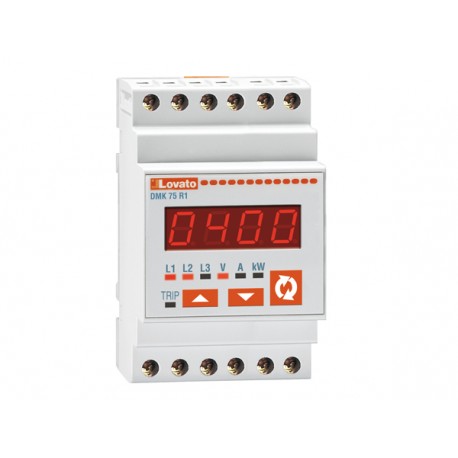 DMK75R1 LOVATO COMBINED VOLTMETER, AMMETER AND WATTMETER, THREE PHASE, 3 PHASE VOLTAGE VALUES, 3 PHASE TO PH..