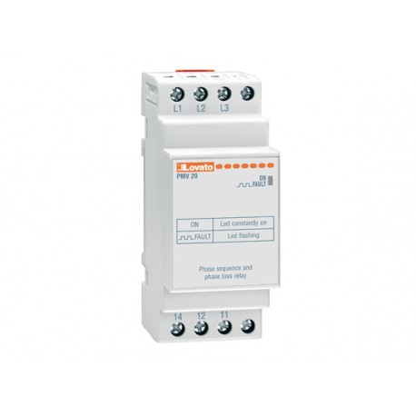 PMV20A575 LOVATO VOLTAGE MONITORING RELAY FOR THREE-PHASE SYSTEM, WITHOUT NEUTRAL, PHASE LOSS AND INCORRECT ..