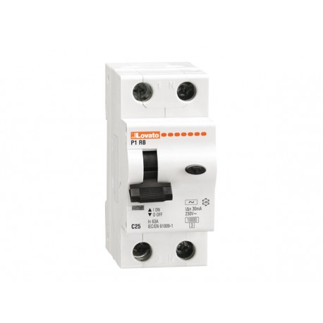 P1RB1NC20AC030 LOVATO Interruptor Combinado (Tipo AC) Curva C 1 Polo + Neutro 20A 30mA