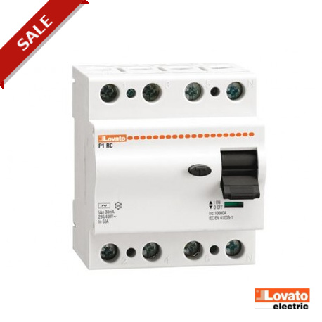 P1 RC 4P 63 AC030 P1RC4P63AC030 LOVATO ELECTRIC Interruptor diferencial tipo AC 4 Polos 63A 30mA