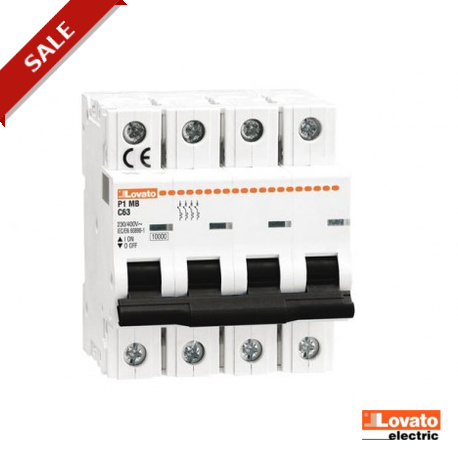 P1 MB 4P C10 P1MB4PC10 LOVATO ELECTRIC Interruptor Magnetotérmico Curva C 4 Polos 10A 10 kA