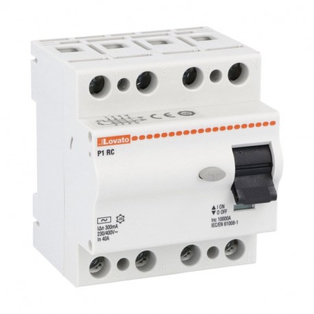 P1 RC 4P 40 AC300 P1RC4P40AC300 LOVATO Fehlerstromschalter, 2 und 4 MODULE, 4P AC, 40A