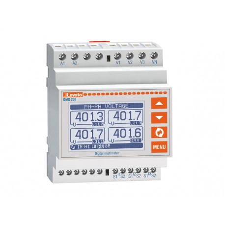 DMG200 LOVATO MODULAR LCD MULTIMETER, NON EXPANDABLE, GRAPHIC 128X80 PIXEL LCD, AUXILIARY SUPPLY 100-240VAC/..