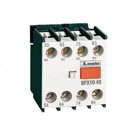 BFX1004 LOVATO AUXILIARY CONTACT WITH FRONT CENTRE MOUNTING. SCREW TERMINALS, FOR BF SERIES CONTACTORS, 4NC