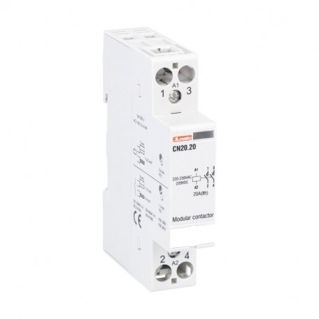 CN2020220 LOVATO CONTATTORE MODULARE, UNIPOLARE O BIPOLARE, 20A AC1, 220…230VAC (2NA)
